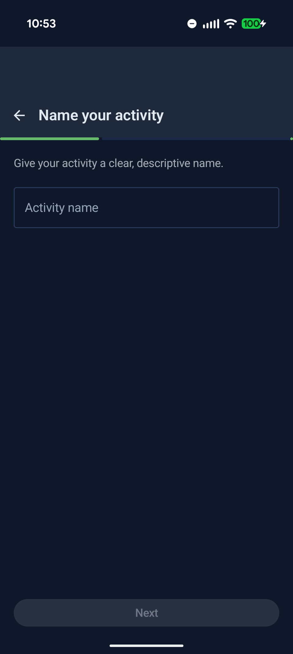 Add Activity — name step