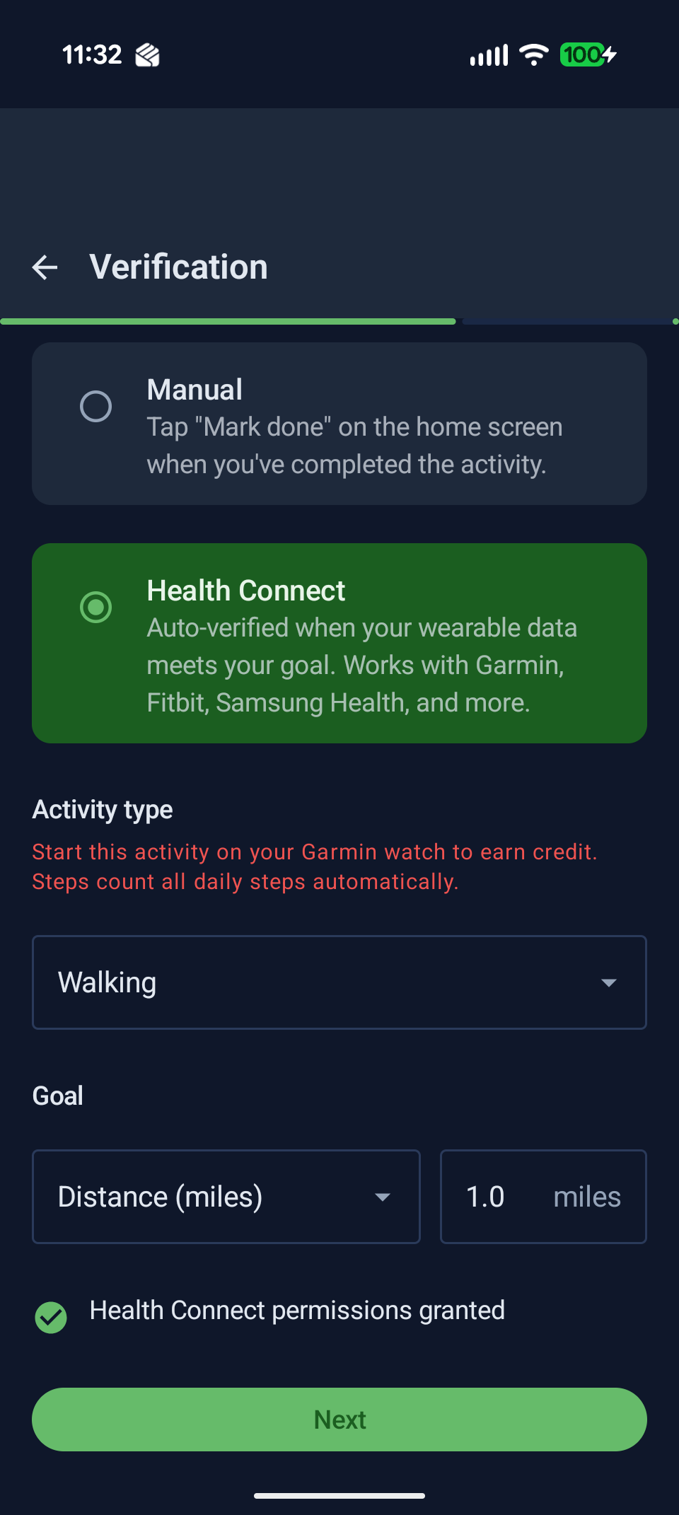 Add Activity — verification step
